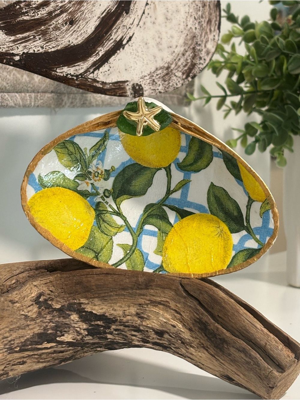 Decorative Lemon Clamshell Trinket Dish
